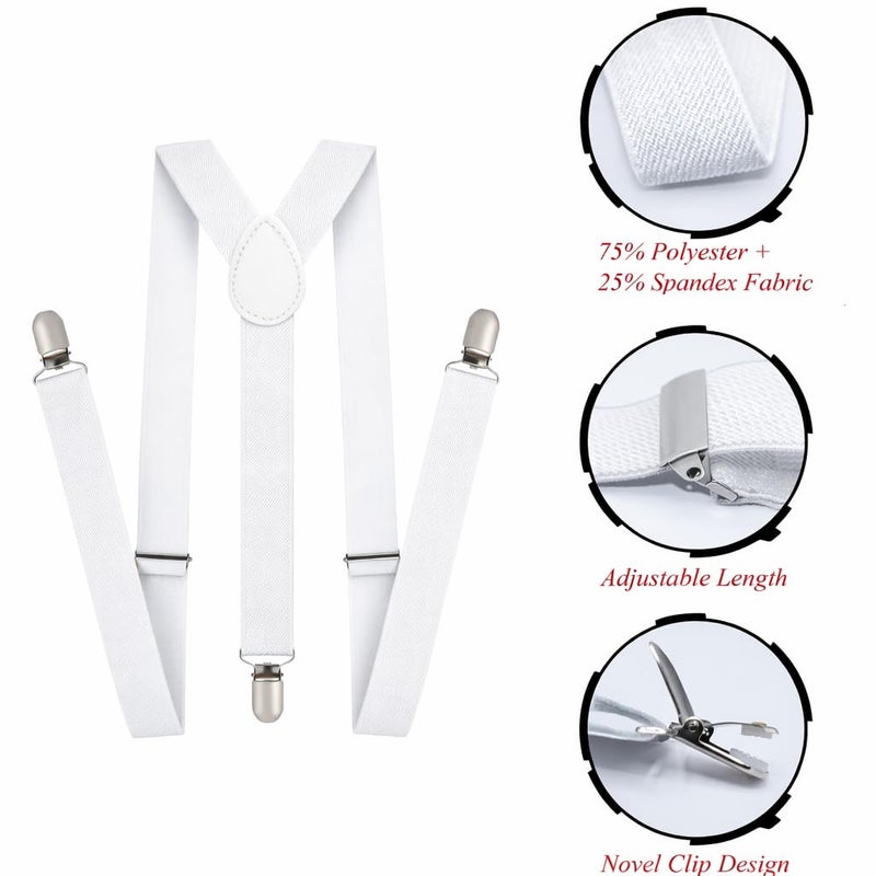 trilece White Suspenders for Men - Mens Suspender, Adjustable Y Back Style Suspender Women, Suspenders with Heavy Duty Strong Clips (White, 1) - Image 3
